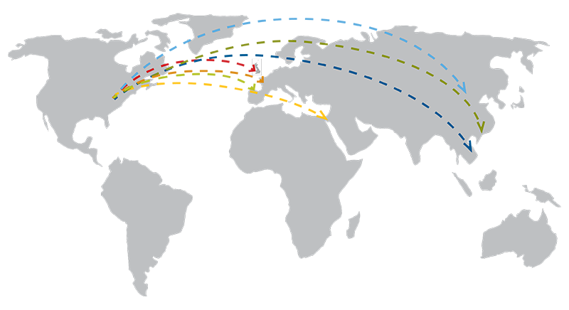 Map of Materials co-ops abroad